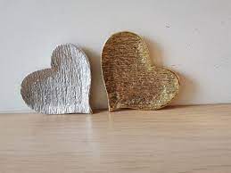 Two Hearts Sculptures Brass And
