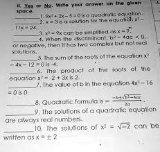 0 Is A Quadratic Equation 2 X