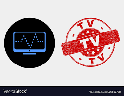 Online Dotted Chart Icon And Grunge Tv Seal