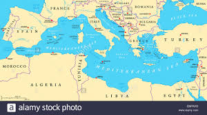 Mediterranean Sea Map Stock Photos Mediterranean Sea Map