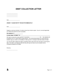 free debt collections letter template