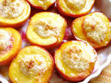 almond peaches with amaretti filling