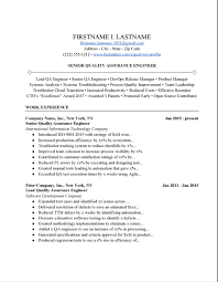 quality urance engineer resume