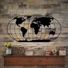 Metal World Map Wall Art Steel Map Of