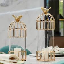 Bird Cage Iron And Glass Candle Holder