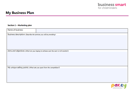 Business Plan Template Pacey