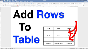 row to a table in word mac