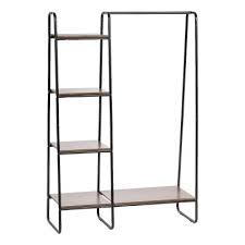 Purchase tough & stylish hangers rack for classic deals and discounts. Metal Garment Rack With Wood Shelves Black And Dark Brown