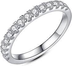 Amazon.com: IMOLOVE Moissanite Wedding Band, Wedding Rings for Women, 0.3  ct D Color VVS1 Lab Created Diamond Sterling Silver Rings Half Eternity  Stackable Engagement Ring Anniversary Band Size 3-13-3.5 : Clothing, Shoes