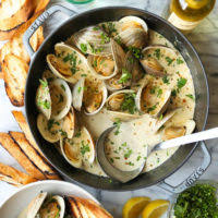 garlic er clams with white wine