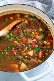 vegetable beef soup cooking cly