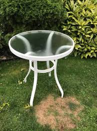 Metal Round Glass Top Outdoor Table