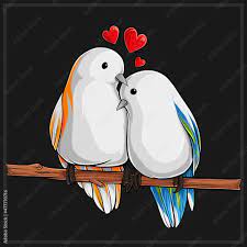romantic couple of birds in love on