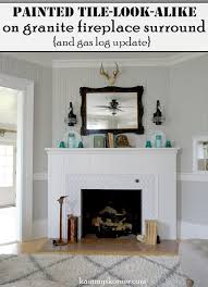 Stenciled Granite Fireplace Surround Update