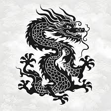 black silhouette of a chinese dragon on