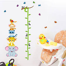 Us 5 87 Hot Cute Animals Monky Giraffe Bird Baby Children Height Measure Chart Wall Stickers Kids Room Home Decoration Nursery Decal In Wall