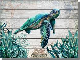 Sea Turtle Bathroom Decor Ocean Canvas