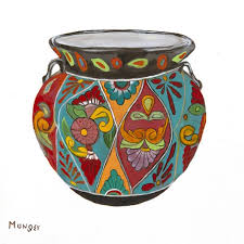 glazed ceramic pot painting by roseann