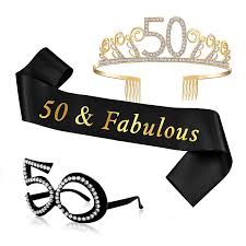 50th birthday tiara sash and gles