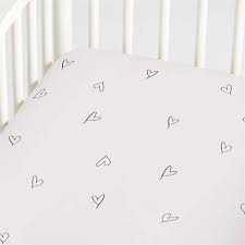 Charcoal Heart Organic Baby Crib Fitted