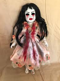 red lips creepy horror doll art