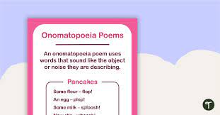 onomatopoeia poems poster teach starter
