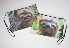 sloth clutch cosmetic bag wristlet