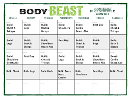 body beast workout calendar print a