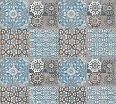 Non Woven Wallpaper Moroccan Tiles Blue