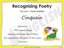 cinquain poetry year 3 and 4 teaching