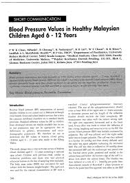Pdf Blood Pressure Values In Healthy Malaysian Children