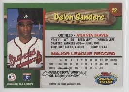 The league championship series determines who wins the league pennant and advances to the world series. 1993 Topps Stadium Club Teams Atlanta Braves 22 Deion Sanders