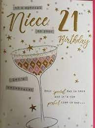 write on your nieces 21st birthday card