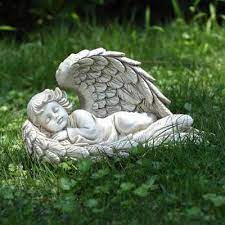 Sleeping Angel Garden Statue Lying Down