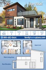 modern home plan with upper level deck