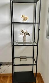 Ikea Black Metal Glass Shelf