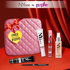 ny bae by purplle wedding kit strobe cream kajal primer setting spray lipstick free make up box gift set of 5 makeup kits