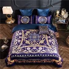 Luxury Bedding Set Blue Pink Beige