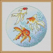 Oriental Goldfish Cross Stitch Patterns Instant Download