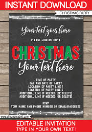 Christmas Party Chalkboard Invitation Red Green