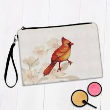 gift makeup bag cardinal bird