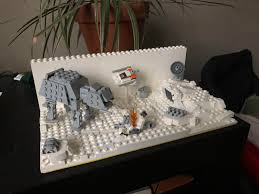 Star wars diorama of the battle of hoth. My Homemade Mini Hoth Diorama Featuring The Echo Base Bunker An At At A Snowspeeder A Satellite Cannon Thing An Ion Cannon And 2 Generators There S Also An Random Object Which Has Just