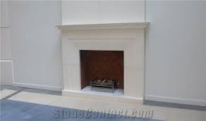 branco do mar limestone fireplace from