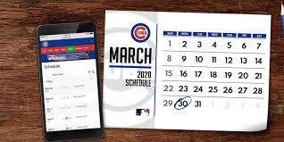 The schedule includes matchups with date, time, and tv. Cubs 2020 Regular Season Schedule