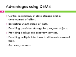 Some of the advantages of the database database management system takes care of backup and recovery automatically. Chapter 1 Fundamentals Of Database Management System