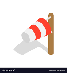 Windsock Icon In Isometric 3d Style
