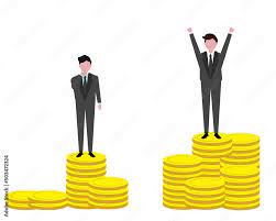 Vettoriale Stock 経済格差 男性 2人 所得格差 お金 スーツ 貧富の差 ベクターイラスト | Adobe Stock