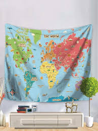 World Map Print Tapestry