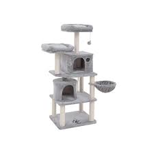 Large enough to accommodate cats of all shapes and sizes, this tree boasts a ladder, cave several scratching poles, as well as a swat rope toy. 2 Condos Cat Tower Cat Tree Feandrea By Songmics