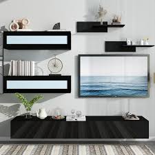 Black Wall Mount Floating Tv Stand